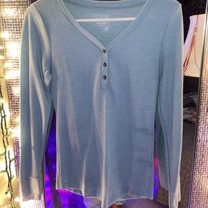 Blue Button down long sleeve tee